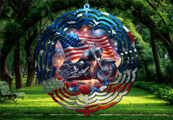 American Flag Motorcycle Wind Spinner: Patriotic Motion for Your Decor