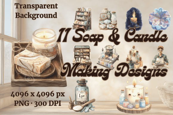 Authentic Artisan Charm: The Vintage Soap & Candle Clipart Collection