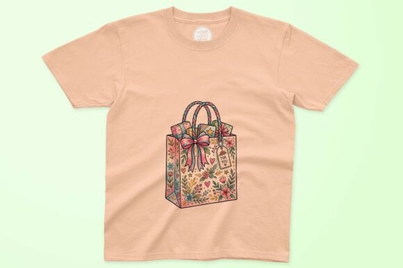 Colorful Floral Gift Bag with Bow Design: Instant Printable Charm