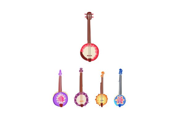 Colorful Folk Music Banjos: A Vibrant Collection of String Instruments
