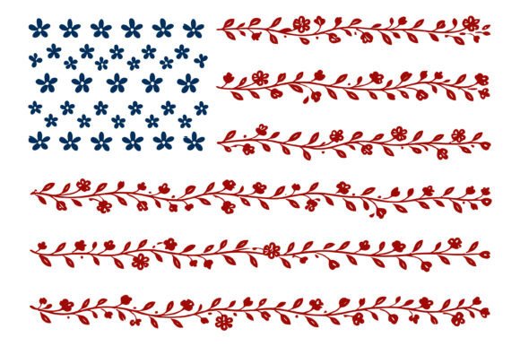 Floral American Flag Illustration for Patriotic Design