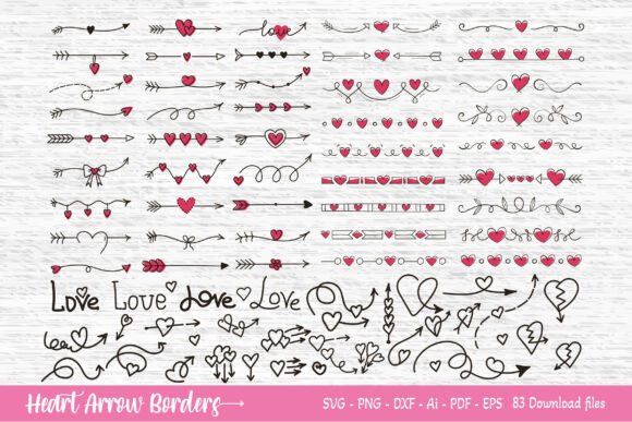 Hand Drawn Heart Arrow Borders SVG for Creative Projects