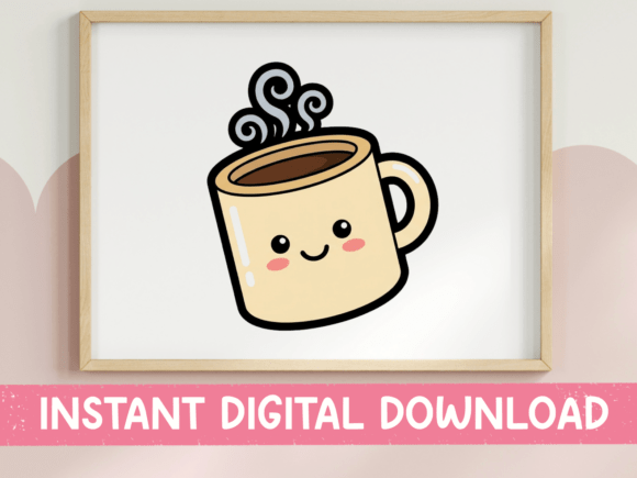 Kawaii Happy Coffee Mug Sticker: Infusing Brand Identity with Comfort