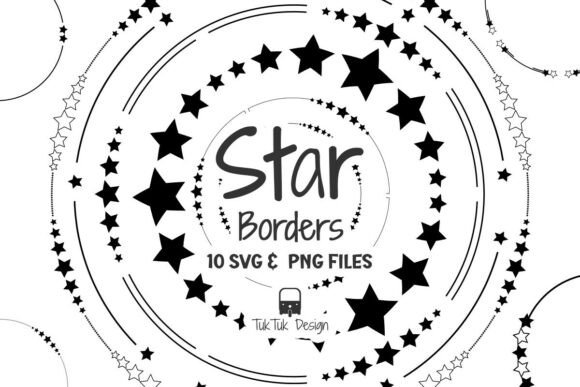 Star Circle Border Frame SVG PNG Bundle for Celestial Design