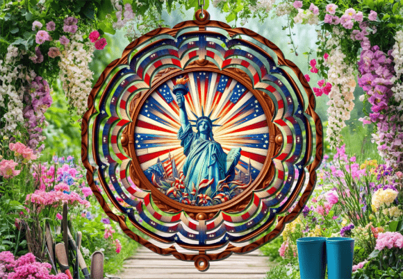 Statue of Liberty Patriotic Wind Spinner: A Bold Design Asset